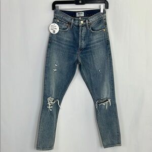 Agolde slim skinny Blue Distressed Jeans ripped